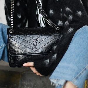 YSL Niki medium in crinkled leather